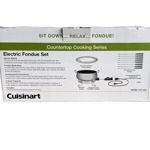 Cuisinart Electric Fondue Pot Complete Stainless Steel Set New 3 Qt CFO-3SS